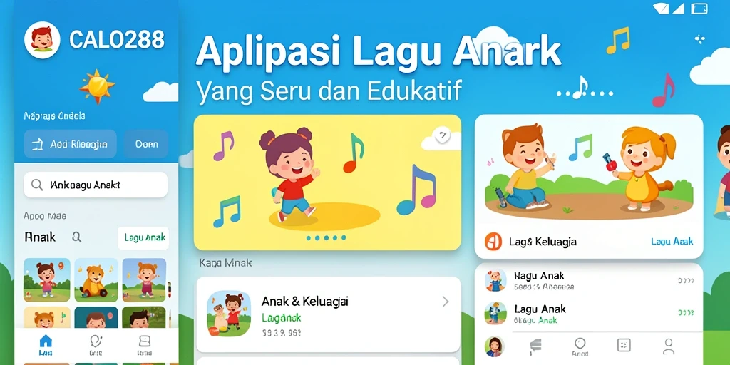 Tampilan antarmuka aplikasi CALO288 yang menyenangkan untuk anak-anak.