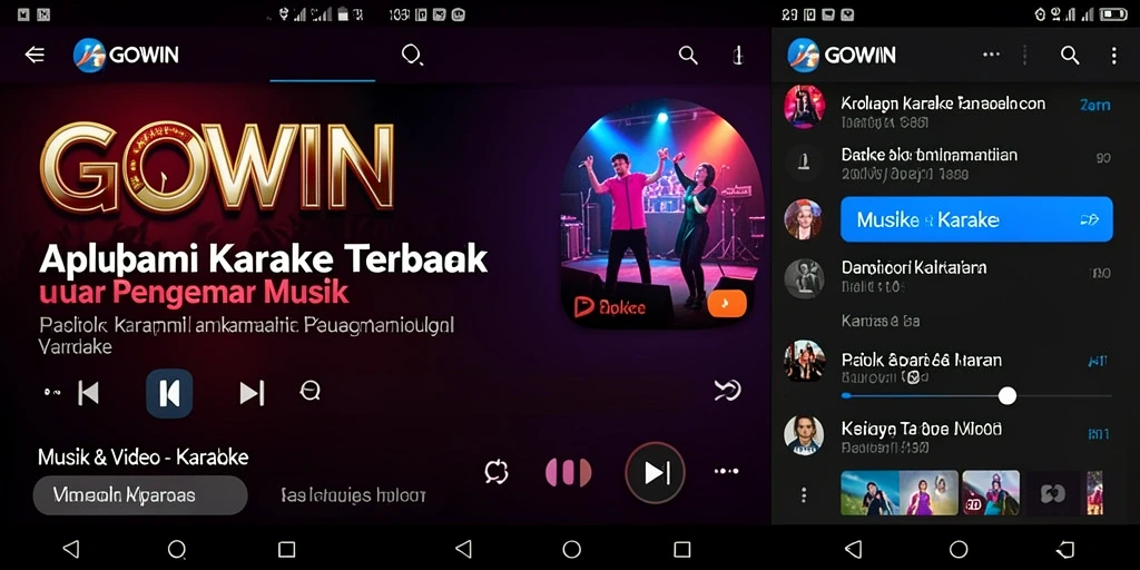 Antarmuka GOWIN yang sederhana dan menarik untuk Karaoke.