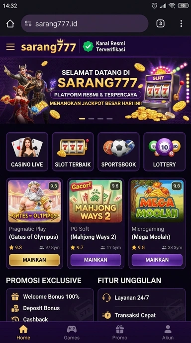 Tampilan kanal resmi sarang777